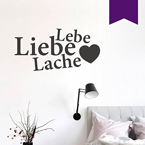 WANDKINGS Wandtattoo Lebe Liebe Lache (mit Herz) 50 x 25 cm violett - erhältlich in 33 Farben von WANDKINGS