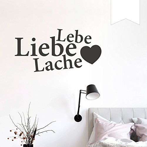 WANDKINGS Wandtattoo Lebe Liebe Lache (mit Herz) 50 x 25 cm weiß - erhältlich in 33 Farben von WANDKINGS