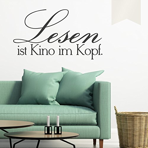 WANDKINGS Wandtattoo Lesen ist Kino im Kopf 50 x 28 cm Gold - erhältlich in 33 Farben von WANDKINGS