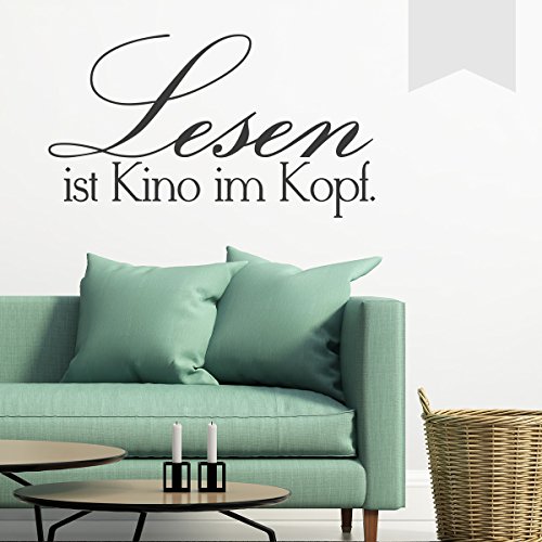 WANDKINGS Wandtattoo Lesen ist Kino im Kopf 50 x 28 cm dunkelgrau - erhältlich in 33 Farben von WANDKINGS