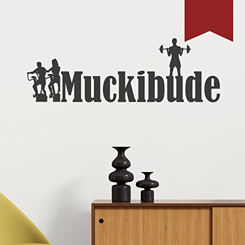 WANDKINGS Wandtattoo Muckibude 50 x 16 cm dunkelrot - erhältlich in 33 Farben von WANDKINGS