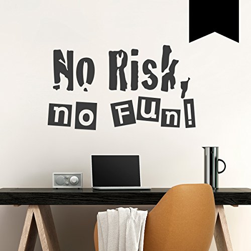 WANDKINGS Wandtattoo - No Risk, no Fun! - 50 x 29 cm - Schwarz - Wähle aus 5 Größen & 35 Farben von WANDKINGS