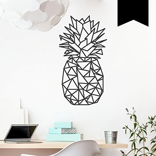 WANDKINGS Wandtattoo - Origami-Style Ananas - 48 x 90 cm - Schwarz - Wähle aus 5 Größen & 35 Farben von WANDKINGS