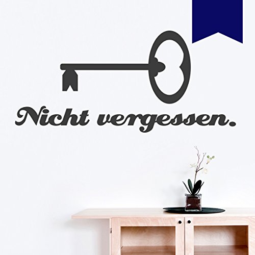 WANDKINGS Wandtattoo - Schlüssel nicht vergessen - 40 x 18 cm - Dunkelblau - Wähle aus 5 Größen & 35 Farben von WANDKINGS