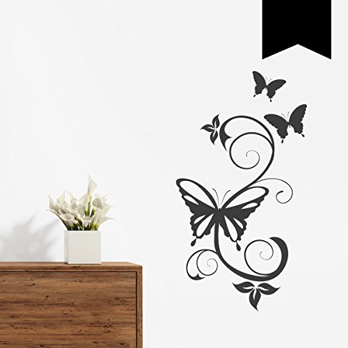 WANDKINGS Wandtattoo - Schmetterling Ranke - 27 x 50 cm - Schwarz - Wähle aus 5 Größen & 35 Farben von WANDKINGS