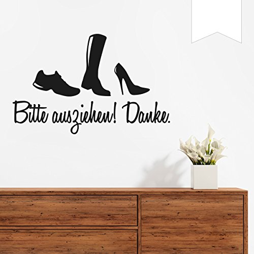 WANDKINGS Wandtattoo Schuhe Bitte ausziehen 50 x 32 cm weiß - erhältlich in 33 Farben von WANDKINGS