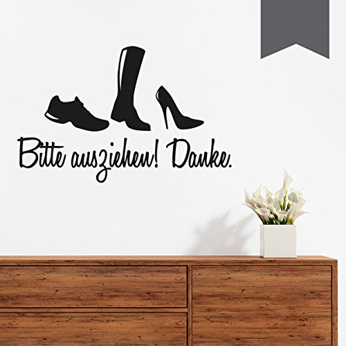 WANDKINGS Wandtattoo - Schuhe bitte ausziehen - 50 x 32 cm - Dunkelgrau - Wähle aus 5 Größen & 35 Farben von WANDKINGS