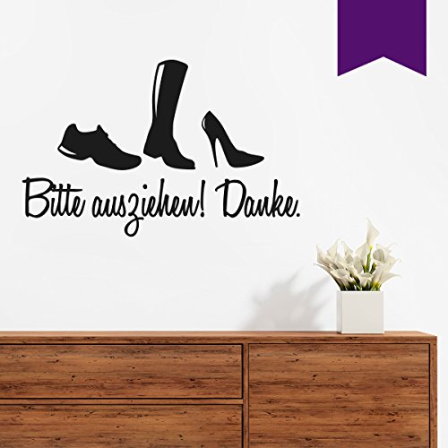WANDKINGS Wandtattoo - Schuhe bitte ausziehen - 50 x 32 cm - Violett - Wähle aus 5 Größen & 35 Farben von WANDKINGS