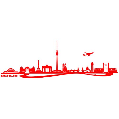 WANDKINGS Wandtattoo - Skyline Berlin - 110 x 34 cm - Hellrot - Wähle aus 6 Größen & 35 Farben von WANDKINGS