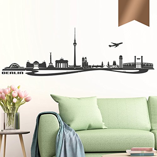 WANDKINGS Wandtattoo - Skyline Berlin - 110 x 34 cm - Kupfer - Wähle aus 6 Größen & 35 Farben von WANDKINGS