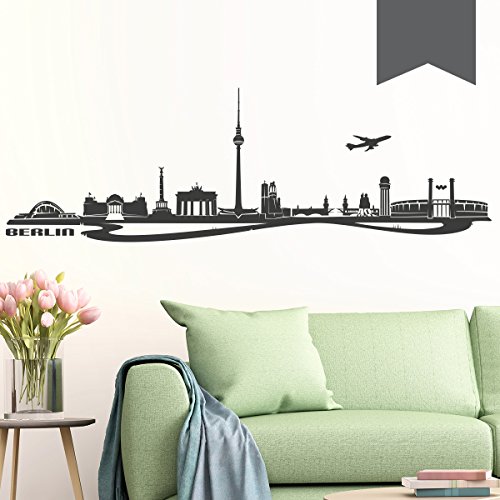 WANDKINGS Wandtattoo - Skyline Berlin - 140 x 44 cm - Dunkelgrau - Wähle aus 6 Größen & 35 Farben von WANDKINGS