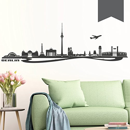 WANDKINGS Wandtattoo - Skyline Berlin - 80 x 25 cm - Dunkelgrau - Wähle aus 6 Größen & 35 Farben von WANDKINGS