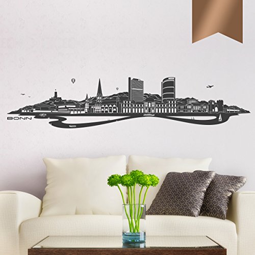 WANDKINGS Wandtattoo - Skyline Bonn (mit Fluss) - 175 x 37 cm - Kupfer - Wähle aus 6 Größen & 35 Farben von WANDKINGS