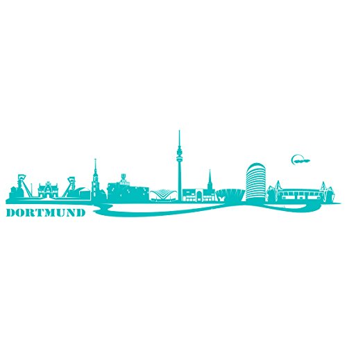 WANDKINGS Wandtattoo Skyline Dortmund (mit Sehenswürdigkeiten und Wahrzeichen der Stadt) 80 x 21 cm Mint - erhältlich in 33 Farben von WANDKINGS