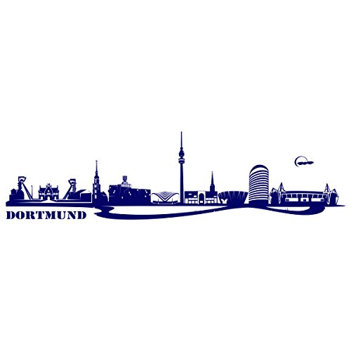 WANDKINGS Wandtattoo Skyline Dortmund (mit Sehenswürdigkeiten und Wahrzeichen der Stadt) 80 x 21 cm dunkelblau - erhältlich in 33 Farben von WANDKINGS