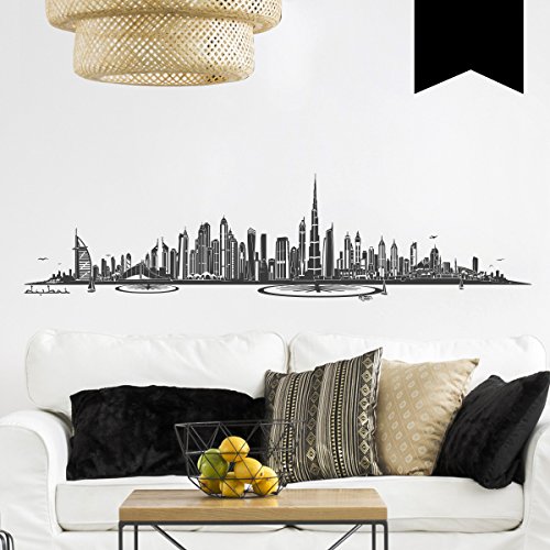 WANDKINGS Wandtattoo - Skyline Dubai - 120 x 30 cm - Schwarz - Wähle aus 6 Größen & 35 Farben von WANDKINGS