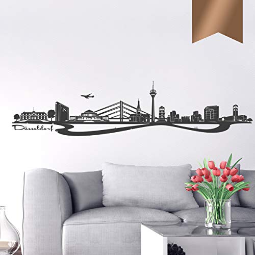 WANDKINGS Wandtattoo - Skyline Düsseldorf - 100 x 23 cm - Kupfer - Wähle aus 6 Größen & 35 Farben von WANDKINGS