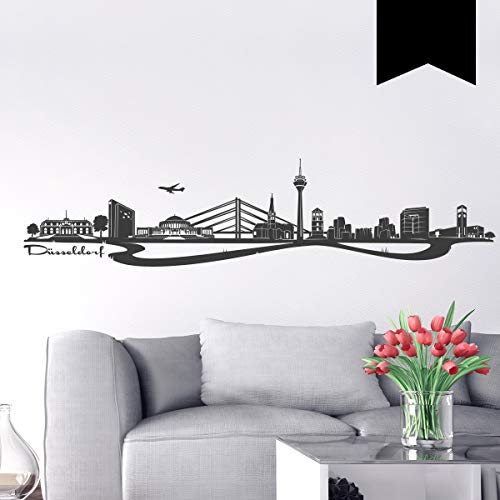 WANDKINGS Wandtattoo - Skyline Düsseldorf - 160 x 37 cm - Schwarz - Wähle aus 6 Größen & 35 Farben von WANDKINGS