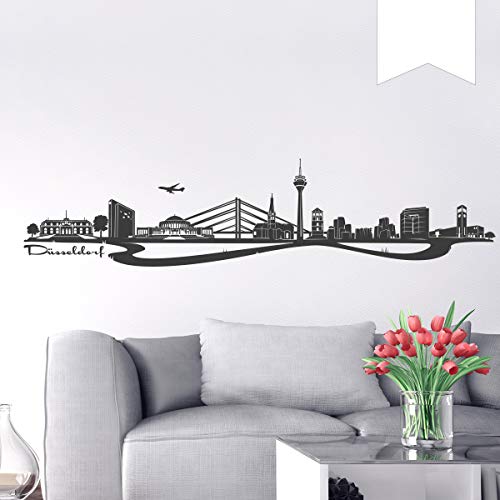 WANDKINGS Wandtattoo - Skyline Düsseldorf - 160 x 37 cm - Weiß - Wähle aus 6 Größen & 35 Farben von WANDKINGS