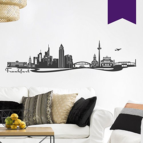 WANDKINGS Wandtattoo - Skyline Frankfurt - 160 x 41 cm - Violett - Wähle aus 6 Größen & 35 Farben von WANDKINGS