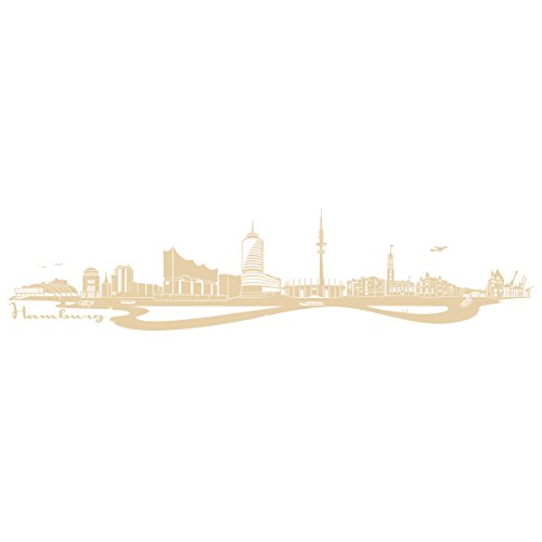 WANDKINGS Wandtattoo - Skyline Hamburg - 120 x 28 cm - Beige - Wähle aus 6 Größen & 35 Farben von WANDKINGS