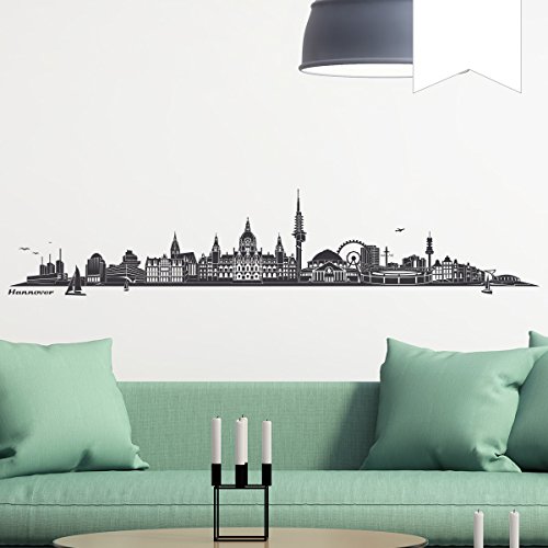 WANDKINGS Wandtattoo Skyline Hannover 100 x 20 cm weiß - erhältlich in 33 Farben von WANDKINGS