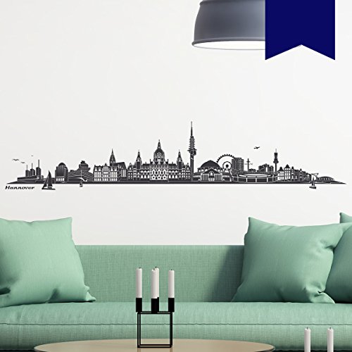 WANDKINGS Wandtattoo Skyline Hannover 160 x 32 cm dunkelblau - erhältlich in 33 Farben von WANDKINGS