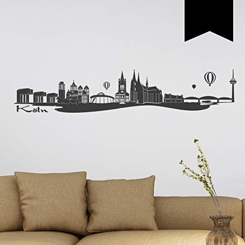 WANDKINGS Wandtattoo Skyline Köln (mit Sehenswürdigkeiten und Wahrzeichen der Stadt) 115 x 23 cm schwarz - erhältlich in 33 Farben von WANDKINGS