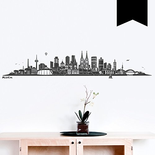 WANDKINGS Wandtattoo - Skyline Köln (ohne Fluss) - 180 x 33 cm - Schwarz - Wähle aus 6 Größen & 35 Farben von WANDKINGS