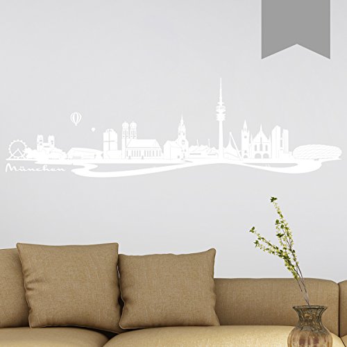 WANDKINGS Wandtattoo - Skyline München - 150 x 45 cm - Mittelgrau - Wähle aus 6 Größen & 35 Farben von WANDKINGS