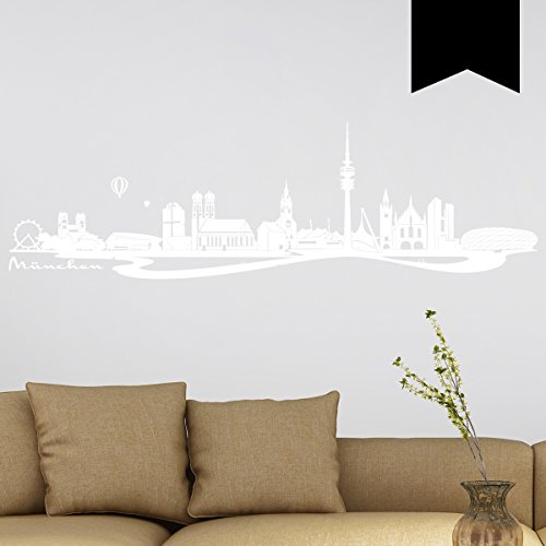 WANDKINGS Wandtattoo - Skyline München - 150 x 45 cm - Schwarz - Wähle aus 6 Größen & 35 Farben von WANDKINGS