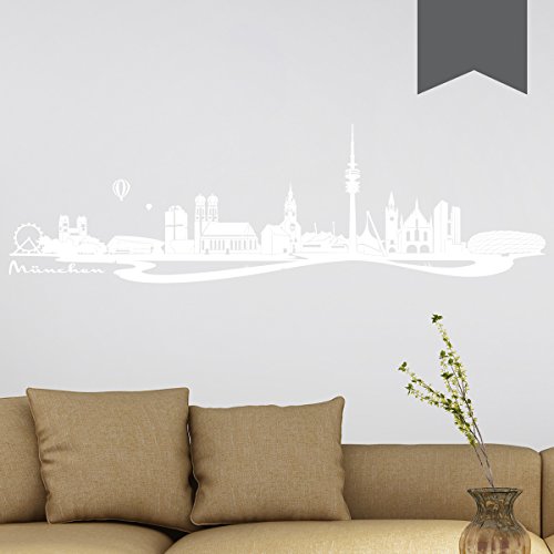 WANDKINGS Wandtattoo - Skyline München - 80 x 24 cm - Dunkelgrau - Wähle aus 6 Größen & 35 Farben von WANDKINGS