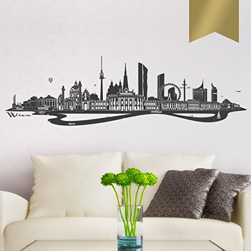 WANDKINGS Wandtattoo Skyline Wien 120 x 34 cm Gold - erhältlich in 33 Farben von WANDKINGS