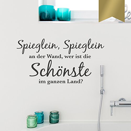 WANDKINGS Wandtattoo Spieglein, Spieglein an der Wand, wer ist die Schönste im ganzen Land. 50 x 26 cm Gold - erhältlich in 33 Farben von WANDKINGS