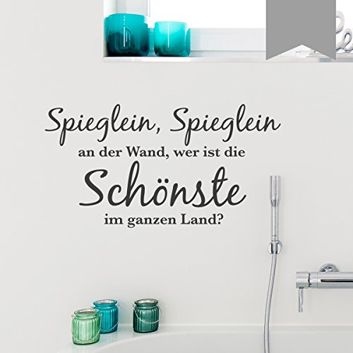 WANDKINGS Wandtattoo Spieglein, Spieglein an der Wand, wer ist die Schönste im ganzen Land. 50 x 26 cm Mittelgrau - erhältlich in 33 Farben von WANDKINGS