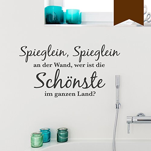 WANDKINGS Wandtattoo Spieglein, Spieglein an der Wand, wer ist die Schönste im ganzen Land. 50 x 26 cm braun - erhältlich in 33 Farben von WANDKINGS