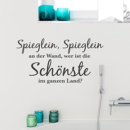 WANDKINGS Wandtattoo Spieglein, Spieglein an der Wand, wer ist die Schönste im ganzen Land. 50 x 26 cm weiß - erhältlich in 33 Farben von WANDKINGS