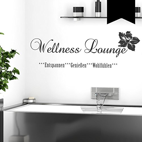 WANDKINGS Wandtattoo - Wellness Lounge - 120 x 41 cm - Schwarz - Wähle aus 5 Größen & 35 Farben von WANDKINGS