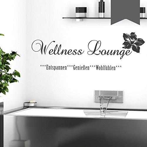 WANDKINGS Wandtattoo Wellness Lounge 50 x 17 cm dunkelgrau - erhältlich in 33 Farben von WANDKINGS