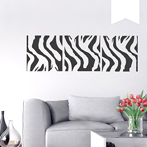 WANDKINGS Wandtattoo - Zebra Wandbanner im Retro-Look - 120 x 38 cm - Weiß - Wähle aus 5 Größen & 35 Farben von WANDKINGS