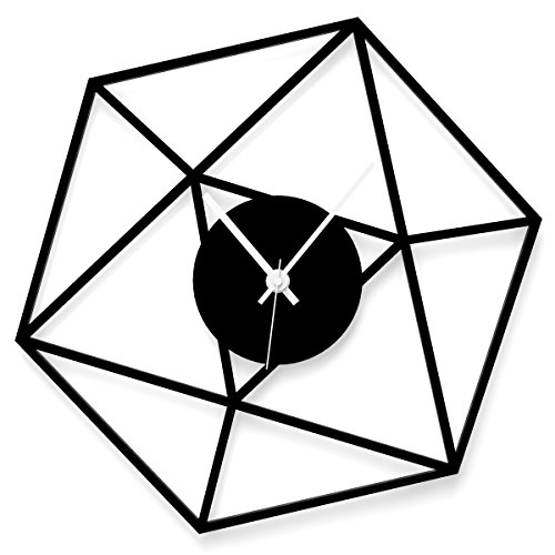 WANDKINGS Wanduhr Hexagon aus Acrylglas, in 11 Farben erhältlich (Farbe: Uhr = Schwarz glänzend; Zeiger = Weiß) von WANDKINGS