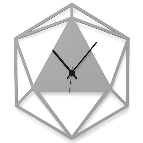 WANDKINGS Wanduhr Triangle aus Acrylglas, in 11 Farben erhältlich (Farbe: Uhr = Grau glänzend; Zeiger = Schwarz) von WANDKINGS