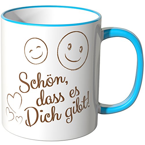 WANDKINGS® Tasse, Schriftzug: Schön, DASS es Dich gibt - BLAU von WANDKINGS