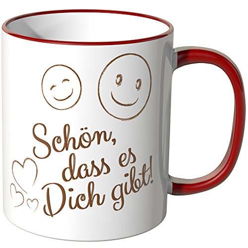 WANDKINGS® Tasse, Schriftzug: Schön, DASS es Dich gibt - ROT von WANDKINGS