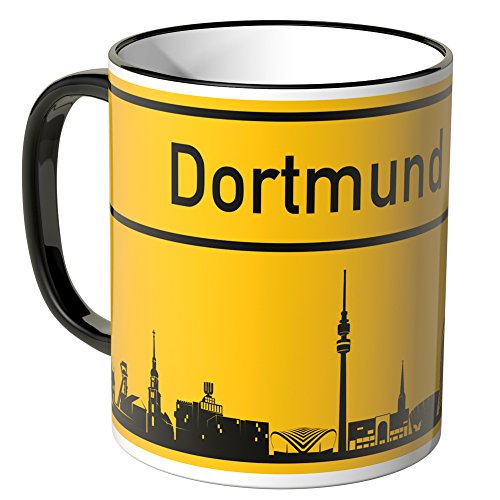 WANDKINGS® Tasse, Skyline Dortmund - SCHWARZ von WANDKINGS