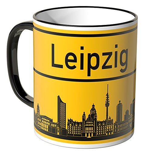 WANDKINGS® Tasse, Skyline Leipzig - SCHWARZ von WANDKINGS