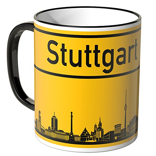 WANDKINGS® Tasse, Skyline Stuttgart - SCHWARZ von WANDKINGS