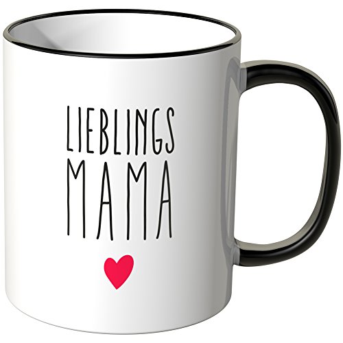 WANDKINGS® Tasse, Spruch Lieblingsmama mit kleinem Herzchen - SCHWARZ von WANDKINGS