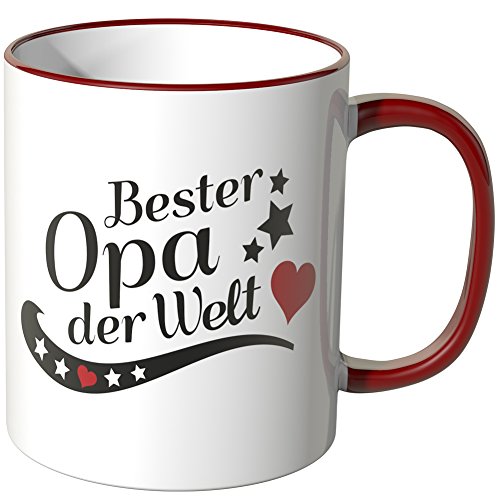 WANDKINGS® Tasse, Spruch: Bester Opa der Welt - ROT von WANDKINGS