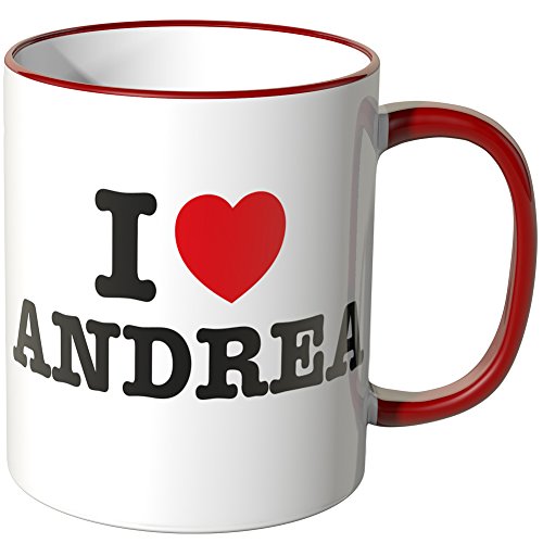 WANDKINGS® Tasse, Spruch: I Love Andrea - ROT von WANDKINGS